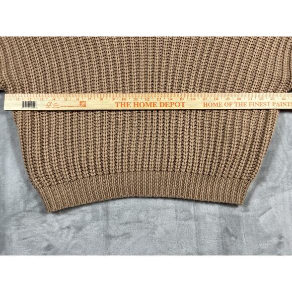 Elodie Oversized Fawn Brown Sz M Ribbed Balloon Sleeve Chunky Sweater Cozy Bulky - Picture 7 of 14
